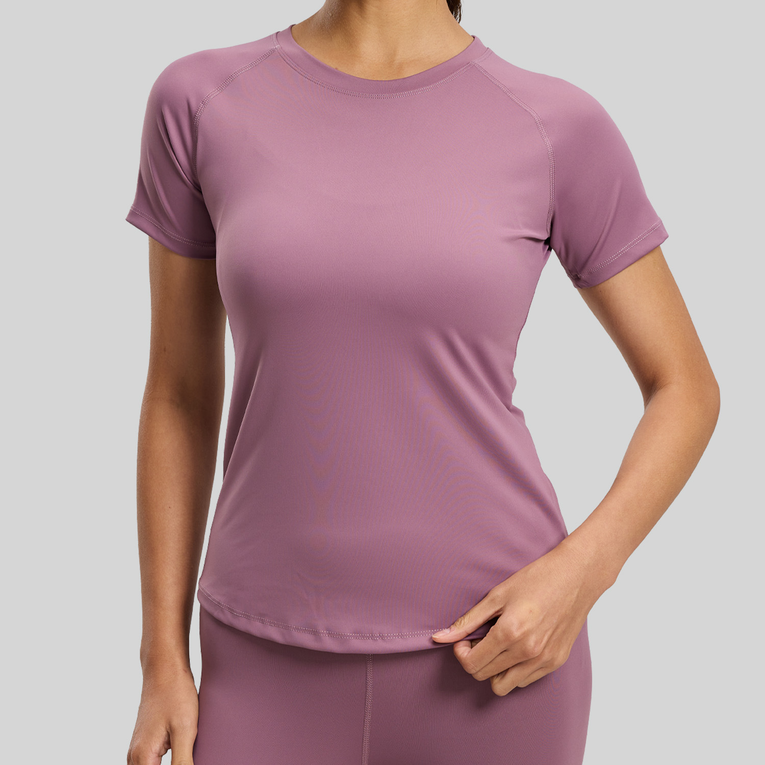 Women's Back Mesh Solid Yoga Short-Sleeve Tight-Fitting Chest-Enhancing Shaping Quick-Drying Breathable Spandex/Polyester Top
