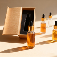 Flacon d'huile essentielle noir brillant avec bouchon compte-gouttes noir, fond antidérapant, 10 ml, 15 ml, 20 ml, boîte d'emballage personnalisable