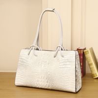 Tas Tote Wanita Desain Panel Vintage Bahan Silikon, Tas Selempang Bahu Kapasitas Besar Tahan Air dengan Ritsleting, Musim Gugur