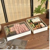 Boîte à collation en bois massif japonais de luxe emballage alimentaire boîte à plateau à emporter de sushi en bois jetable