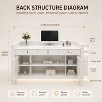 Comptoir de réception en MDF rainuré courbé de qualité supérieure avec base éclairée et armoire de rangement pour salon de beauté et bureau, directement de l'usine