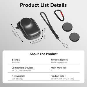 Estuche de Transporte Mini Amazear, Material PU, Doble Cremallera, Accesorios para Cámara para DJI Action 6 - Product Image 6