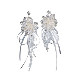 Boucles d'oreilles NianCan élégantes pour mariée, avec nœud et pompon en perles blanches, polyvalentes pour robe <span class=keywords><strong>de</strong></span> mariée, fête <span class=keywords><strong>de</strong></span> mariage, cadeaux <span class=keywords><strong>de</strong></span> fête des Mères - Product Image 6