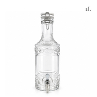 Distributeur de boissons en verre vintage 2L avec robinet, bouchon décoratif à clip pour bouteille, idéal pour l'hôtellerie et les marques privées