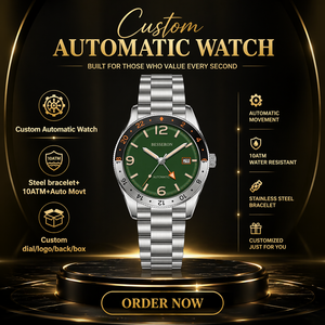 Fabricant de montres automatiques sportives personnalisées GMT, étiquette privée haut de gamme, vente en gros, montres pour hommes à double fuseau horaire - Product Image 2