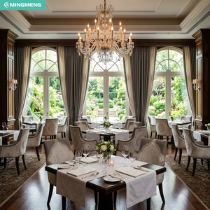 Modern Light Wood Restaurant <b>Dining</b> <b>Table</b> And <b>Grey</b> Fabric Upholstered Chair <b>Set</b> Commercial Hotel Cafe Project Furniture - Product Image 2