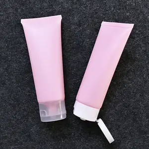 100g ماتي الوردي البلاستيك PE لينة أنابيب التجميل حاويات إعادة الملء أنابيب بلاستيكية UV ملصق الطباعة الرش زجاحة ضغط