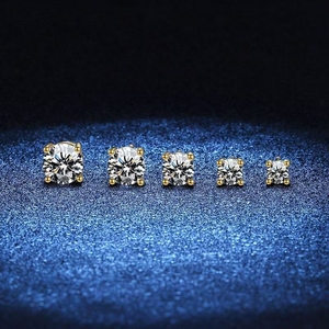 S925 <b>Silver</b> Moissanite Earring | Gold Plated Fashion Jewellery 4 Prong 925 Sterling <b>Silver</b> 0.5ct Moissanite Diamond Ear <b>Stud</b> - Product Image 4