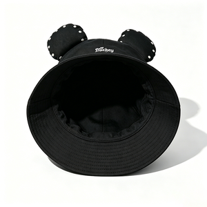 Chapeau Bob avec Oreilles de Souris 3D Mignonnes, Brodé Noir, Chapeau de Soleil Dessin Animé Kawaii, Casquette de Pêcheur Unisexe pour Activités Décontractées en Extérieur - Product Image 5