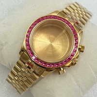 39mm Gold/Roségold Saphirglas Uhrengehäuse für VK63 Uhrwerk Passend für 28,5mm Zifferblatt Wasserdichte Uhrenteile