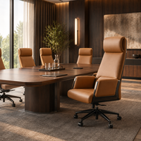 Chaise de bureau de direction de luxe à dossier haut, inclinable et pivotante, avec appui-tête et accoudoirs rembourrés