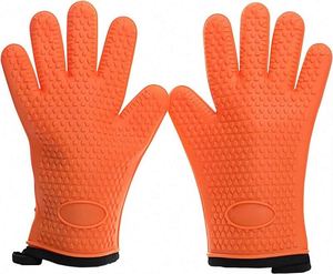 Guantes de Silicona Resistentes al Calor para Barbacoa, Estilo Punteado, Guantes Largos Impermeables para Horno de Cocina con Capa Interior de Algodón para Barbacoa - Product Image 1
