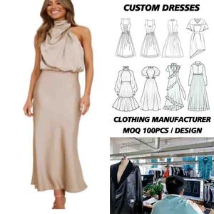 Abito <span class=keywords><strong>da</strong></span> <span class=keywords><strong>Sera</strong></span> Lungo Elegante in Raso Senza Maniche per Donna, Stile Celebrità, per Ufficio e Feste, Tinta Unita, ODM OEM - Product Image 1