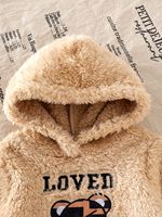 Vêtements pour enfants, mode, costume en peluche cool ours, pull à capuche kaki, ensemble géométrique de dessin animé, vêtements pour enfants en gros, ensembles pour filles