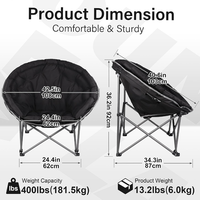 Chaise de camping ronde pliable XXL surdimensionnée, chaises de camping Moon super confortables et rembourrées