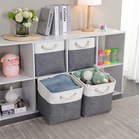 Panier de rangement carré nordique simple de haute qualité, unité de rangement extensible, boîte avec poignées, tissu empilable, rangement pour vêtements