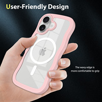 Nouvelle coque magnétique transparente ondulée rose 2025, finition mate anti-traces de doigts, design antichoc pour iPhone 17 Air, 17 Pro Max, 16 Pro