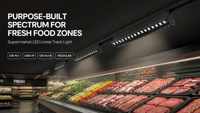 Lampu Sorot Linear LED 60W untuk Supermarket Daging Segar, Penerangan Display Daging Komersial 6600Lm CRI Tinggi