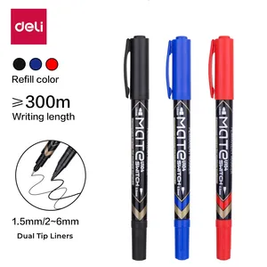 Deli double tip drawing pen 3 pieces for painting and marking, with Fineliner pen permanent marking pen stationery