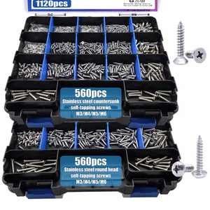 304 Stainless Steel Self Tapping Screws M3 M4 M5 M6 Countersunk Head Wood Screw Set 1120pcs Metric Grade A - Product Image 1