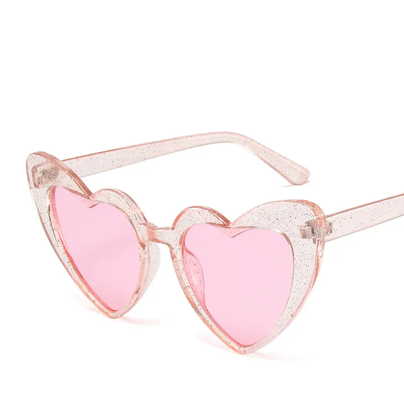 new Glitter powder heart sunglasses 2022 Personality candy color sun glass ins fashion sunglasses adults pink frame eyewear