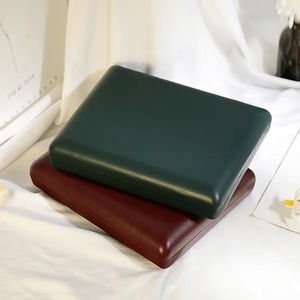 Organisateur de rangement de luxe vert en cuir, écologique, empilable, avec couvercle, pour bagues et bijoux, avec plateaux de présentation en bois rouge - Product Image 6
