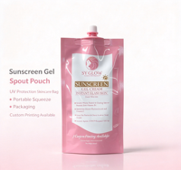 Pochette souple de 50 ml pour crème solaire en gel, avec bec verseur, portable, pour voyage, cosmétique, en plastique composite, à fond plat, impression personnalisée