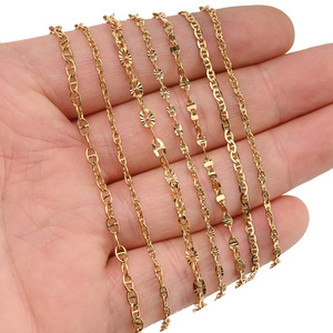 Chaîne à maillons en forme de nez de cochon |   Chaîne en acier inoxydable plaqué or 18K en forme de D pour la fabrication de colliers, bracelets et vêtements DIY - Product Image 3