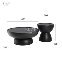 Ensemble de table basse ronde moderne en ciment pour l'extérieur canapé en bois élégant pour la vie en plein air pour la maison Villa Hotel Park Apartments