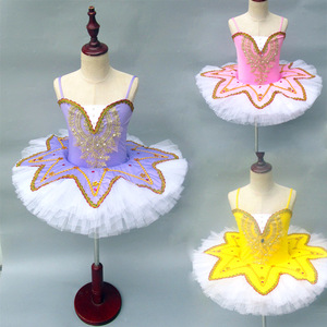 Traje de baile Cygnet de actuación de princesa para niños, vestido de tutú Halter para niña, práctica - Product Image 3