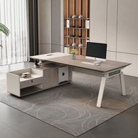 Bureau de travail extensible moderne, haut de gamme, durable et écologique, facile à assembler, avec structure en acier inoxydable et panneau en bois, design avec rangement