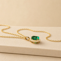 Kalung Liontin Kristal Rhinestone Potongan Oval Minimalis Prancis, Trendi Berlapis Emas 14K, Perhiasan Rantai Mewah Ringan untuk Wanita