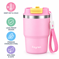 Mug à café portable d'extérieur 12oz, gobelet à eau 2-en-1 avec couvercle, tasse à eau isotherme en acier inoxydable avec paille, couvercle et poignée