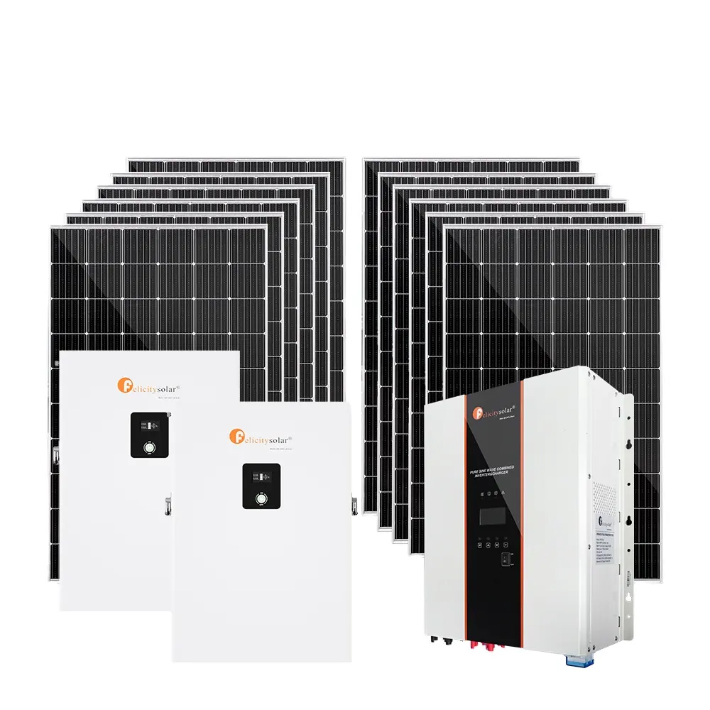 Set completo Sistema Solare Ibrido 5kw Hybrid Pannello Solare prezzo del Sistema con il pacchetto di legno