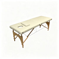 Table de massage portable de haute qualité à 2 sections, pieds en bois, pliable, lit de thérapie pour spa et beauté