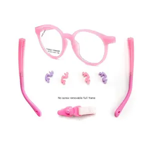 Unbreakable Yellow Kids Glasses Frame Soft Rubber Titanium Materials Silicone Round Design With Flexible Feature Optical Use