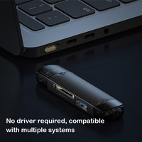 Lector de tarjetas de alta velocidad de transferencia SD TF tipo C a USB A 3,0 y adaptador Micro Memory OTG para computadora portátil