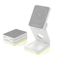 Chargeur et support sans fil magnétique pliable super rapide 3 en 1 personnalisé Lumière d'ambiance à LED Chargeurs et adaptateurs de qualité supérieure