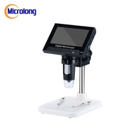 Mikroskop Digital USB Stereo Profesional Microlong DM4 4.3 Inci ROHS 720P 1280x720 Kamera Layar LCD LED Fokus Manual