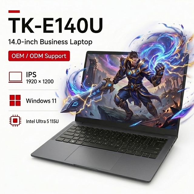 Wholesale 14 Inch Intel Ultra 5 115U 8 Cores Win10/11 RJ45 Port 1.28kg Slim Fingerprint Business Laptop in Stock 1920x1200