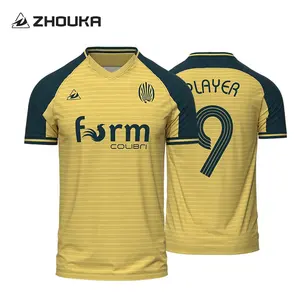 Camisa de futebol masculina bordada de alta qualidade com design original, camisa vintage estampada, uniforme de futebol de sublimação