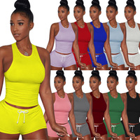 Ensemble de vêtements de nuit décontractés pour femmes avec logo personnalisé 2pcs Short sexy à bretelles spaghetti avec décoration vintage au col d'un nœud pour les soirées pyjama
