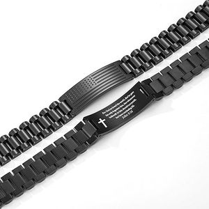 Da uomo in acciaio inox inciso bandiera americana con bibbia verso gioielli cristiani orologio da regalo braccialetto per festa papà <span class=keywords><strong>figlio</strong></span> marito - Product Image 3