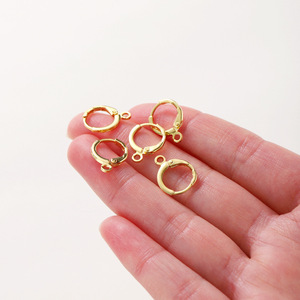 Clips d'oreilles plaqués or 14 carats, boucles d'oreilles créoles, apprêts de bijoux DIY, boucle française, accessoires pour boucles d'oreilles géométriques simples et rondes - Product Image 2