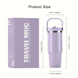Vaso Térmico Personalizado con Logotipo de 30 oz, Taza de Café de Acero Inoxidable de Doble Pared con Aislamiento al Vacío, Vasos de Viaje para Auto de 30 oz con Asa y Tapa - Product Image 4