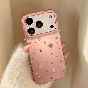 Coque pour iPhone 17 Pro Max, rose laser avec étoiles, grande fenêtre, protection intégrale, antichoc - Product Image 1