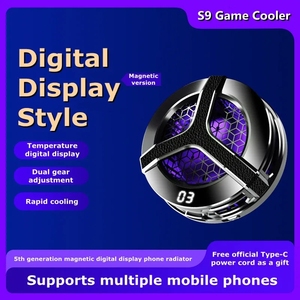 J S9 bánh răng kép điều chỉnh nhanh chóng làm mát di động Nhiệt độ quạt kỹ thuật số hiển thị từ tính điện thoại thông minh mát trò chơi phụ kiện - Product Image 5