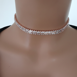 Rose Gold Plated 925K Sterling <b>Silver</b> <b>Choker</b> Luxury Jewellery Fashion Collar Necklace - Product Image 2