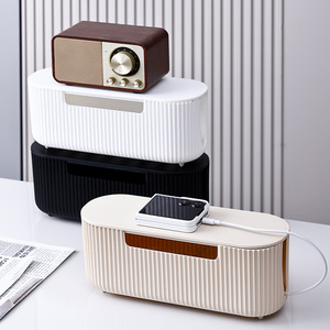 Caja organizadora de cables, tipo rectangular, para almacenamiento de regletas de alimentación con tapa para gestión de cables de escritorio - Product Image 1