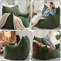 Fauteuil pouf géant pour adultes, fauteuils pouf en velours côtelé de grande taille pour adolescents avec accoudoirs, canapé pouf confortable pour adultes